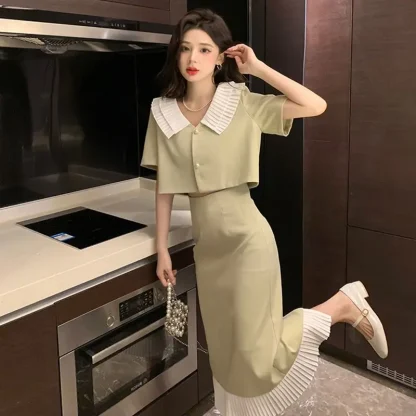 Loose Short-Sleeve Midi Skirt Set - Image 6