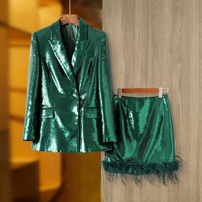 Eye-Catching Sequins Skirt Suit Set