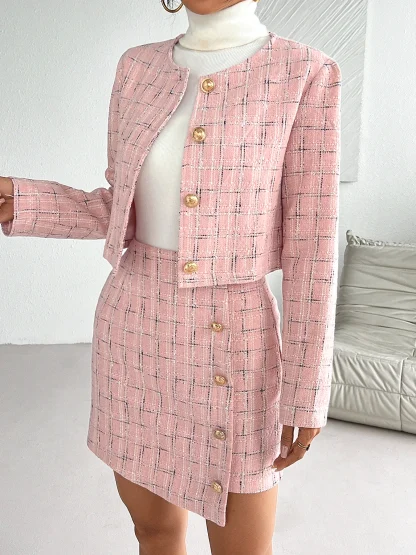 Two-Piece Tweed Skirt Suit