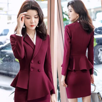 Formal Office Blazer and Skirt Suit - Image 5