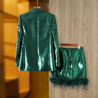 Eye-Catching Sequins Skirt Suit Set - Image 2