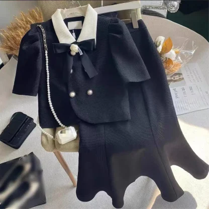Bow Blazer with Fish Tail Skirt Set - Image 6