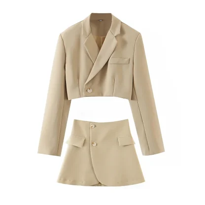 Single Button Blazer Skirt Set - Image 4
