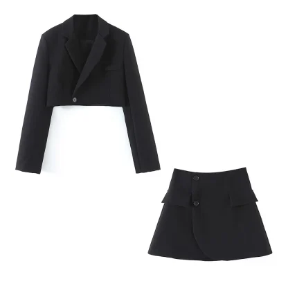 Single Button Blazer Skirt Set - Image 5