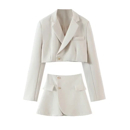 Single Button Blazer Skirt Set - Image 3