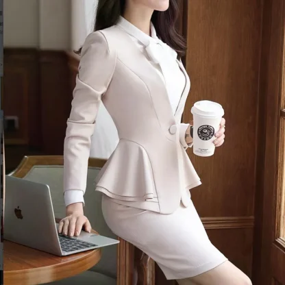 Elegant Ruffled Hem Skirt Suit Set