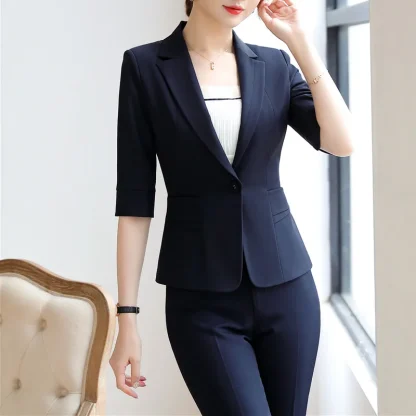 Formal Half Sleeve Blazer and Skirt Set - Image 3