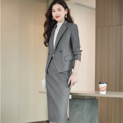 Formal Blazer and Skirt Suit Set