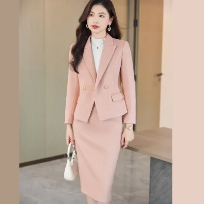 Formal Blazer and Skirt Suit Set - Image 3