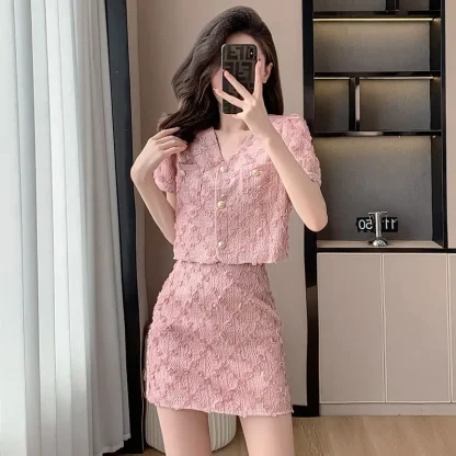 Two-Piece Tweed Skirt Suit Set - Image 5