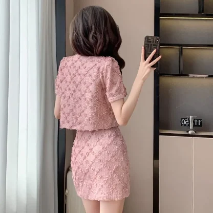 Two-Piece Tweed Skirt Suit Set - Image 2
