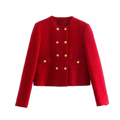 Elegant Red Mini Skirt Suit - Image 2