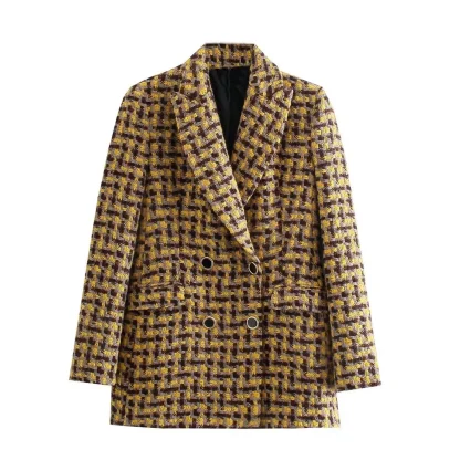 Sleek Plaid Office Skirt Suit - Image 2
