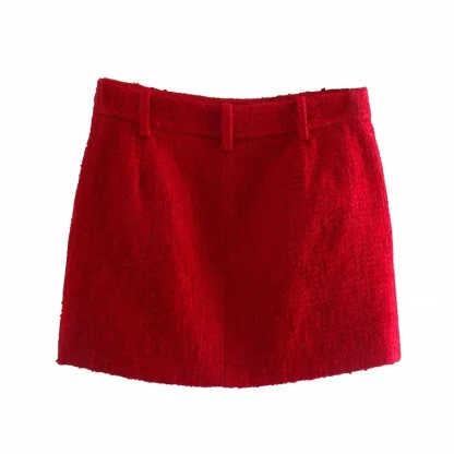 Elegant Red Mini Skirt Suit - Image 5