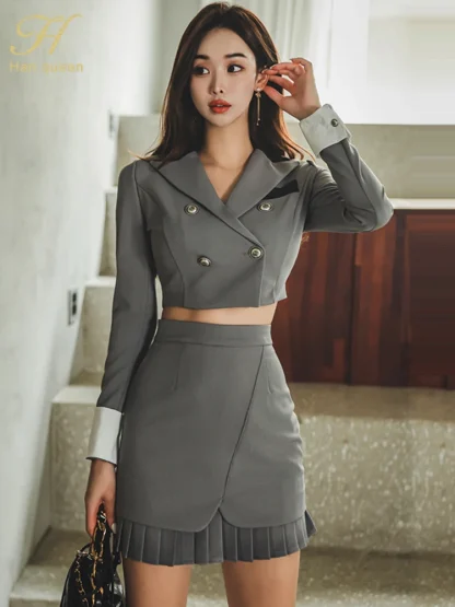 Trendy High-Waist Skirt Suit