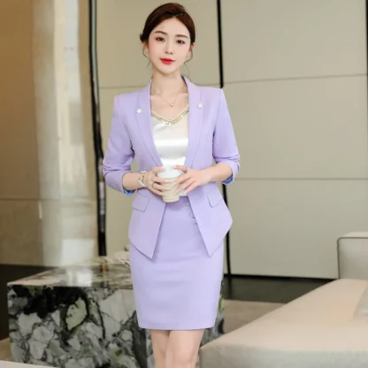 Vibrant Office Skirt Suit - Image 6