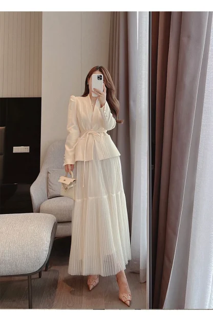 Lace-Up Maxi Skirt Suit - Image 3