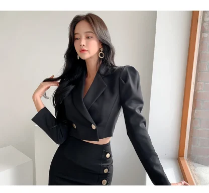Cropped Top and Slit Skirt Suit - Image 2