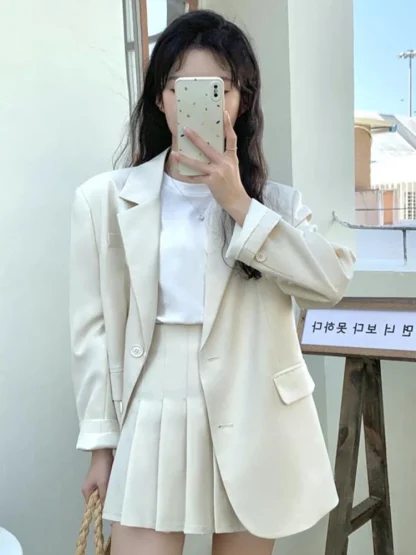Ladies Pleated Skirt Suit