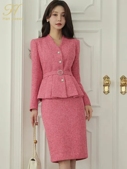V-Neck Professional Skirt Suit - Image 5